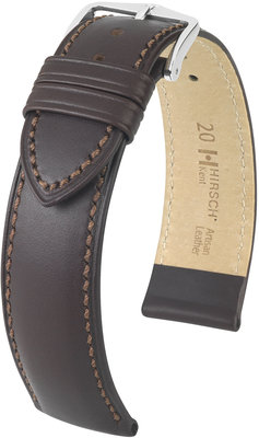Dark brown leather strap Hirsch Kent M 01002110-2 (Calfskin)