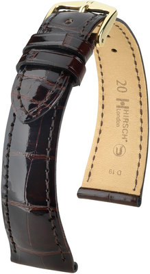 Dark brown leather strap Hirsch London M 04307110 (Alligator leather) Hirsch selection