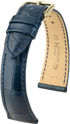 Dark blue leather strap Hirsch London L 04307089-1 (Alligator leather) Hirsch selection