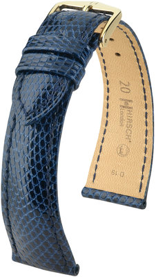 Dark blue leather strap Hirsch London M 04366180-1 (Lizard leather) Hirsch selection