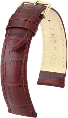 Burgundy leather strap Hirsch Duke L 01028060-1 (Calfskin)