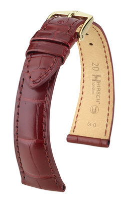 Burgundy leather strap Hirsch London L 04307069-1 (Alligator leather) Hirsch selection