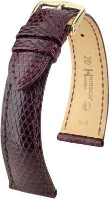 Burgundy leather strap Hirsch London L 04366060-1 (Lizard leather) Hirsch selection