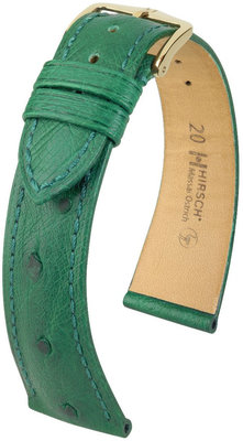 Green leather strap Hirsch Massai Ostrich L 04362040-1 (Ostrich leather) Hirsch selection