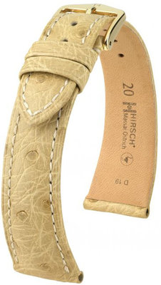 Beige leather strap Hirsch Massai Ostrich M 04262190-1 (Ostrich leather) Hirsch Selection