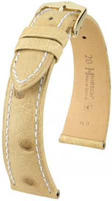 Beige leather strap Hirsch Massai Ostrich M 04262191-1 (Ostrich leather) Hirsch Selection