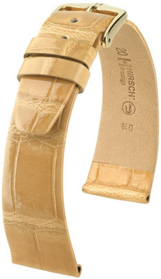 Beige leather strap Hirsch Prestige M 02207190-1 (Alligator leather) Hirsch Selection