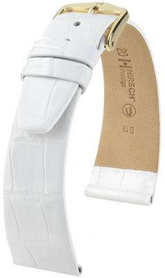 White leather strap Hirsch Prestige L 02207000-1 (Alligator leather) Hirsch Selection