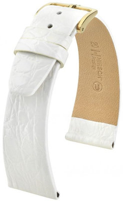 White leather strap Hirsch Prestige M 02308100-1 (Crocodile leather) Hirsch Selection