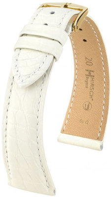 White leather strap Hirsch Regent M 04107109-1 (Alligator leather) Hirsch Selection