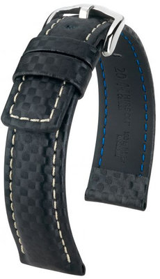 Black leather strap Hirsch Carbon XL 02592250-2 (Calfskin)
