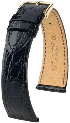 Black leather strap Hirsch Genuine Croco M 01808150-1 (Crocodile leather)