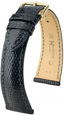Black leather strap Hirsch London M 04266150-1 (Lizard leather) Hirsch Selection