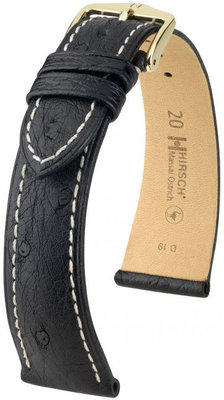 Black leather strap Hirsch Massai Ostrich M 04262151-1 (Ostrich leather) Hirsch Selection