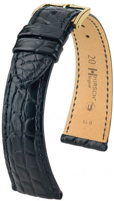 Black leather strap Hirsch Regent M 04107159-1 (Alligator leather)