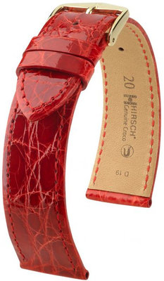 Red leather strap Hirsch Genuine Croco M 01808120-1 (Crocodile leather) Hirsch Selection