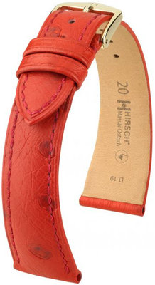 Red leather strap Hirsch Massai Ostrich M 04262120-1 (Ostrich leather) Hirsch Selection