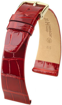 Red leather strap Hirsch Prestige M 02307120-1 (Alligator leather) Hirsch Selection