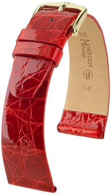 Red leather strap Hirsch Prestige M 02308120-1 (Crocodile leather) Hirsch Selection