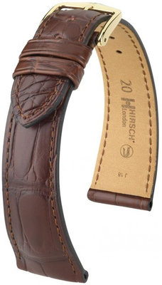 Brown leather strap Hirsch London M 04207119-1 (Alligator leather)
