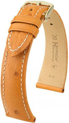 Brown leather strap Hirsch Massai Ostrich M 04262174-1 (Ostrich leather) Hirsch Selection