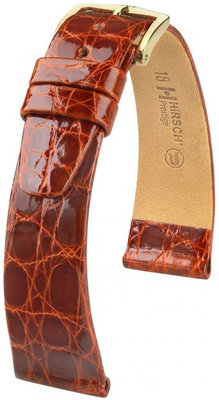 Brown leather strap Hirsch Prestige L 02208070-1 (Crocodile leather) Hirsch Selection