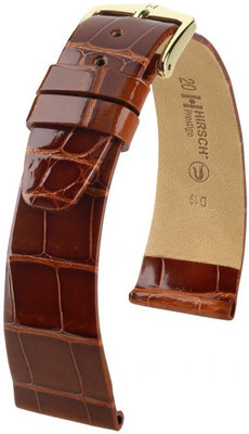 Brown leather strap Hirsch Prestige M 02207170-1 (Alligator leather) Hirsch Selection