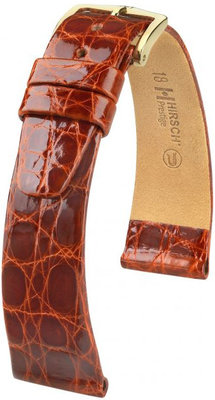 Brown leather strap Hirsch Prestige M 02208170-1 (Crocodile leather) Hirsch Selection