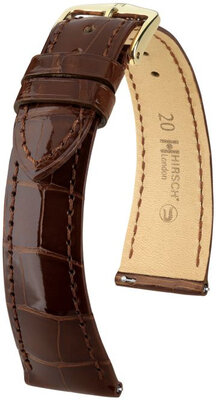 Dark brown leather strap Hirsch London L 04307010-1 (Alligator leather) Hirsch Selection