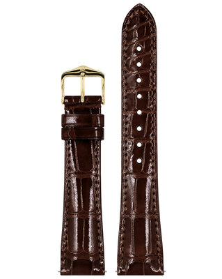 Dark brown leather strap Hirsch London L 04307010-1 (Alligator leather) Hirsch Selection
