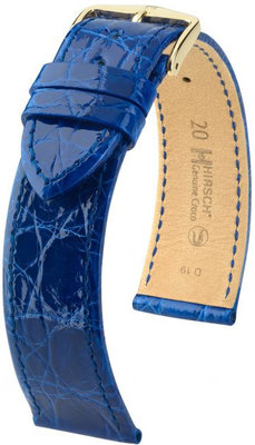 Blue leather strap Hirsch Genuine Croco L 01808085-1 (Crocodile leather) Hirsch Selection