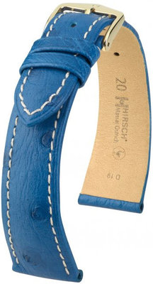 Blue leather strap Hirsch Massai Ostrich M 04262184-1 (Ostrich leather) Hirsch Selection