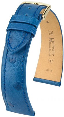 Blue leather strap Hirsch Massai Ostrich M 04262185-1 (Ostrich leather) Hirsch Selection