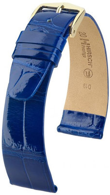 Blue leather strap Hirsch Prestige L 02207082-1 (Alligator leather) Hirsch Selection