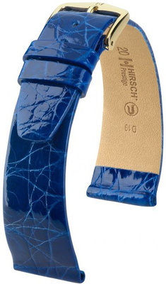 Blue leather strap Hirsch Prestige L 02208085-1 (Crocodile leather) Hirsch Selection