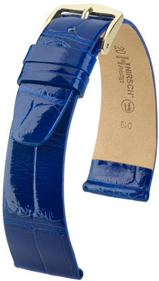 Blue leather strap Hirsch Prestige M 02207182-1 (Alligator leather) Hirsch Selection