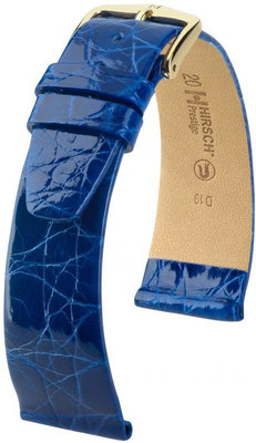 Blue leather strap Hirsch Prestige M 02208185-1 (Crocodile leather) Hirsch Selection