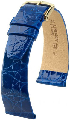 Blue leather strap Hirsch Prestige M 02308185-1 (Crocodile leather) Hirsch Selection