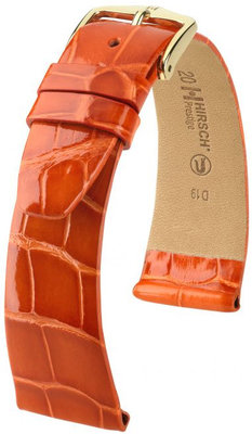 Orange leather strap Hirsch Prestige L 02207077-1 (Alligator leather) Hirsch Selection