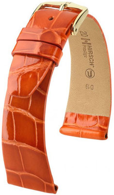 Orange leather strap Hirsch Prestige M 02207177-1 (Alligator leather) Hirsch Selection