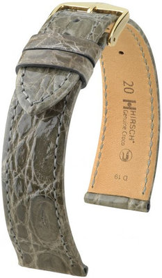 Grey leather strap Hirsch Genuine Croco M 01808130-1 (Crocodile leather) Hirsch Selection