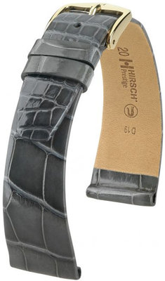 Grey leather strap Hirsch Prestige L 02207030-1 (Alligator leather) Hirsch Selection