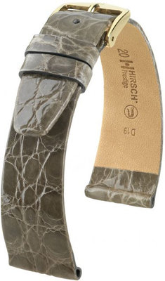 Grey leather strap Hirsch Prestige L 02208030-1 (Crocodile leather) Hirsch Selection