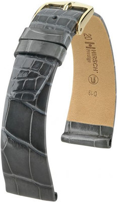 Grey leather strap Hirsch Prestige M 02207130-1 (Alligator leather) Hirsch Selection