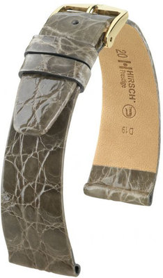 Grey leather strap Hirsch Prestige M 02208130-1 (Crocodile leather) Hirsch Selection