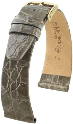 Grey leather strap Hirsch Prestige M 02308130-1 (Crocodile leather) Hirsch Selection