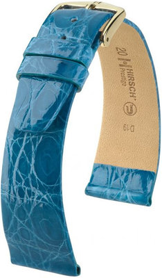 Light blue leather strap Hirsch Prestige L 02208083-1 (Crocodile leather) Hirsch Selection