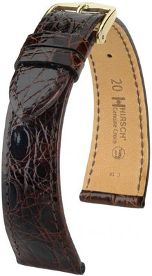 Dark brown leather strap Hirsch Genuine Croco M 01808110-1 (Crocodile leather)