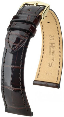 Dark brown leather strap Hirsch London L 04307010-1 (Alligator leather) Hirsch Selection