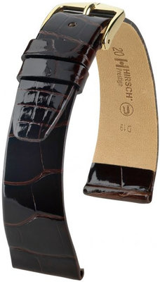 Dark brown leather strap Hirsch Prestige M 02207110-1 (Alligator leather) Hirsch Selection